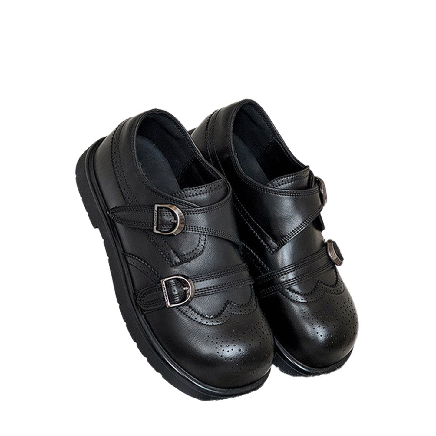 Damen Elegante Schnürschuhe mit doppeltem Riemen und feiner Perforation R&B