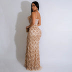 Damen Elegantes Abendkleid mit Kristallverzierung R&B