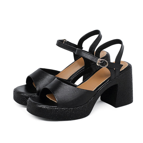 Damen Plateau-Sandaletten mit elegantem Riemendesign und komfortablem Blockabsatz R&B