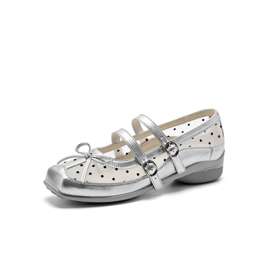 Damen Elegante und komfortable Ballerinas mit doppeltem Riemendesign R&B