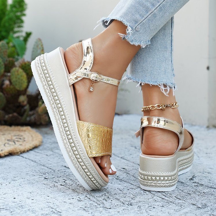 Damen Wedge-Sandaletten mit modischem Korkdesign und komfortablem Fußbett R&B