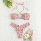Damen Hochtailliertes Bikini-Set mit verspieltem Wickeldesign