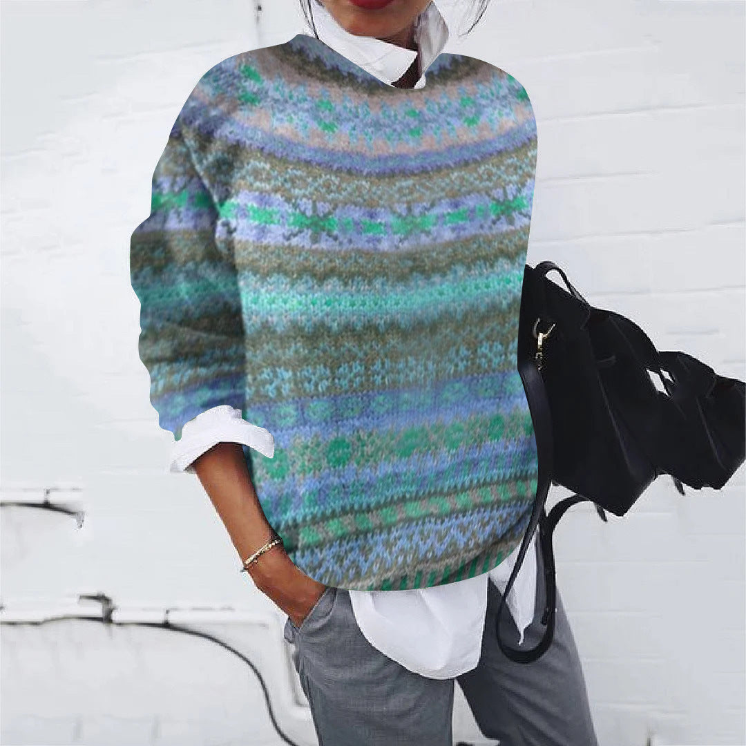 Damen Gemusterter Pullover mit modernem Strickdesign R&B