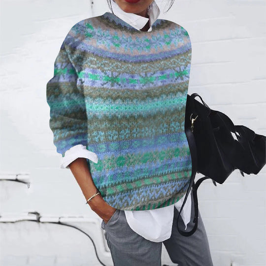Damen Gemusterter Pullover mit modernem Strickdesign R&B