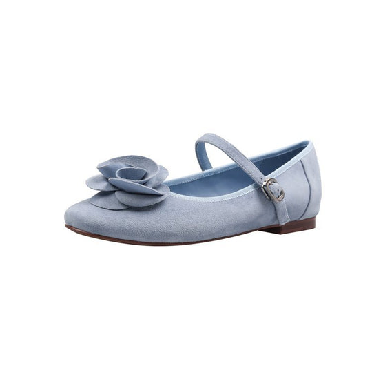 Damen Ballerina-Schlüpfschuhe mit floralem Design und verstellbarem Riemchen R&B