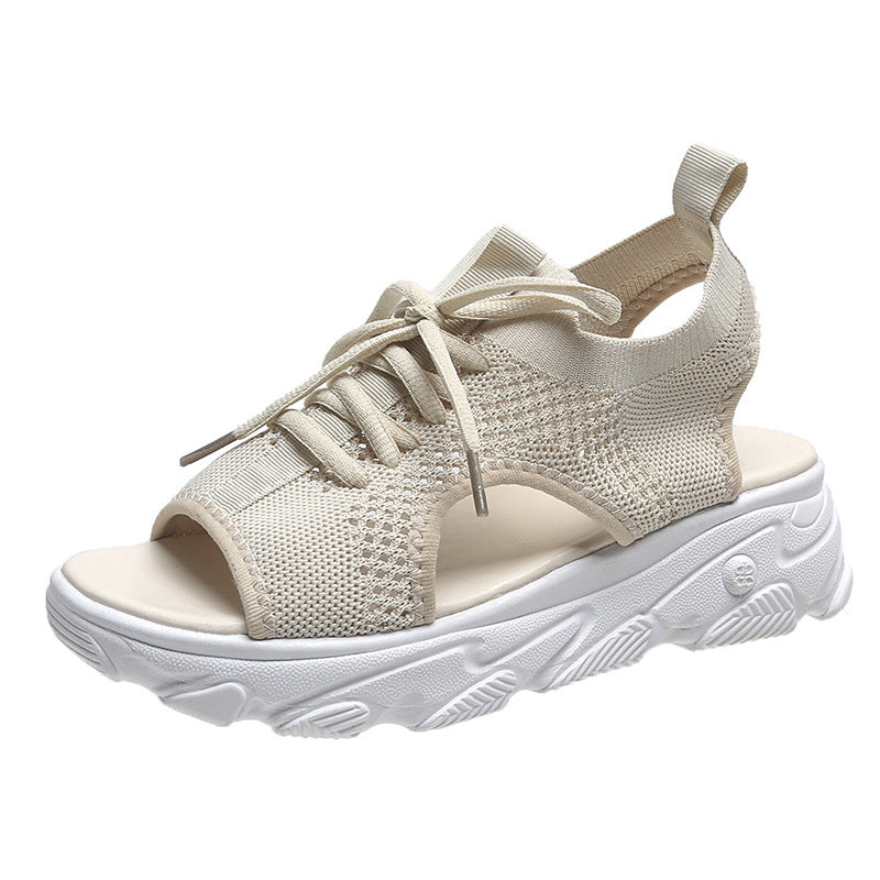 Damen Sneakersandale mit atmungsaktivem Strickoberteil und komfortabler Plattformsohle R&B
