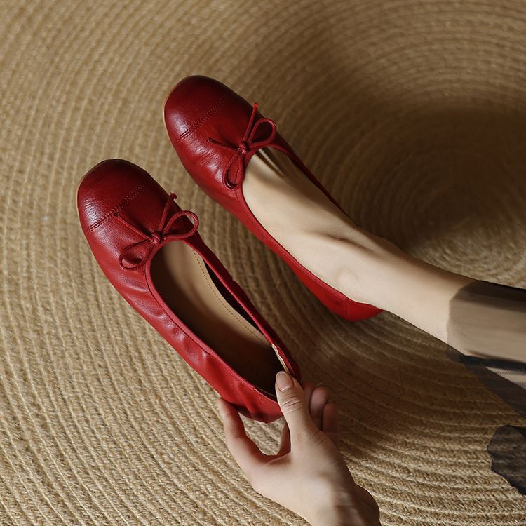 Damen Ballerinas mit elegantem Schleifenakzent aus hochwertigem Leder R&B