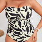 Damen Eleganter Einteiler Badeanzug mit raffen Design R&B