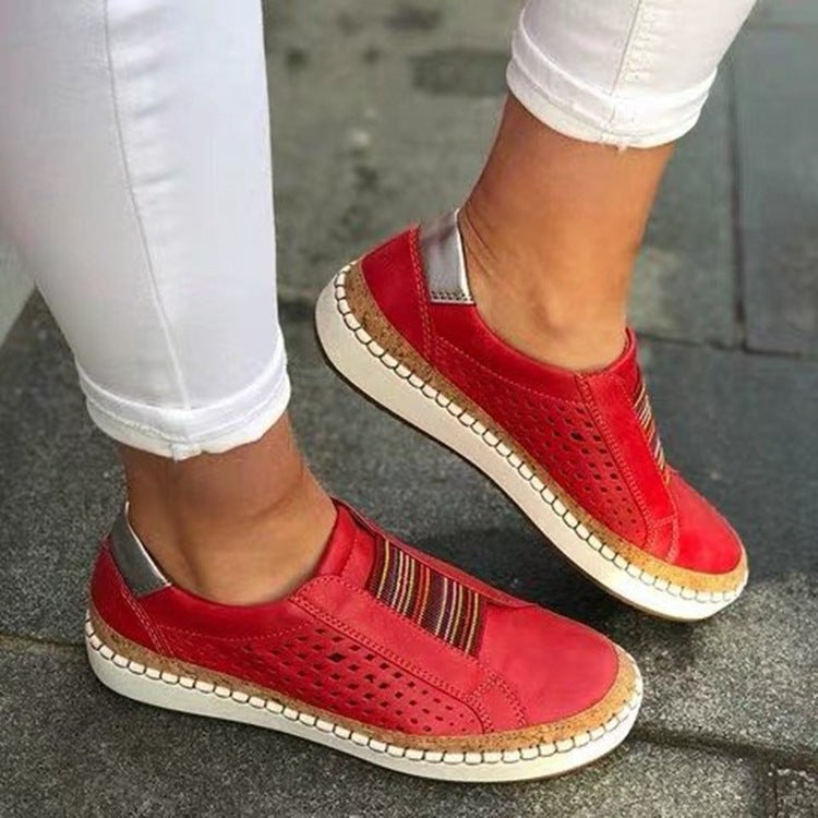 Damen Atmungsaktive Slip-On Sneakers mit geflochtenem Design und ergonomischer Sohle R&B