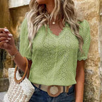 Damen Bluse mit Lochstickerei R&B