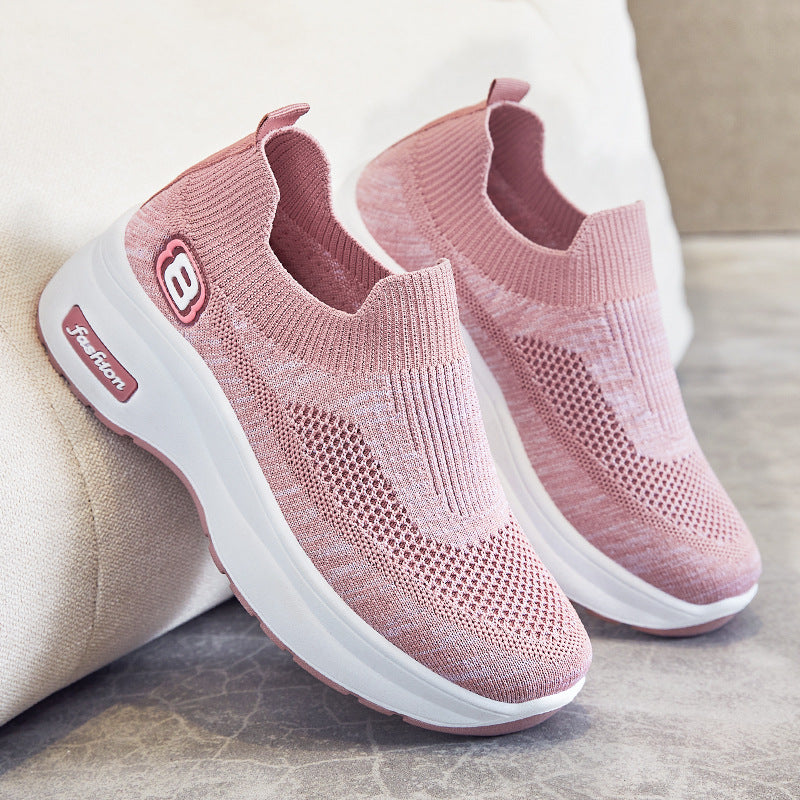 Damen nan atmungsaktive Strick-Sneaker mit Plateau-Sohle und elastischer Sockenkonstruktion R&B