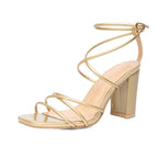Damen Fesselnde Blockabsatz-Sandalen mit eleganten Riemen R&B
