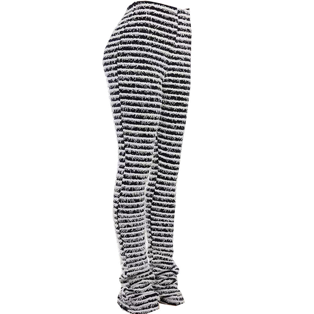 Damen hochtaillierte Streifenhose mit weichem Material und bequemem Schnitt R&B