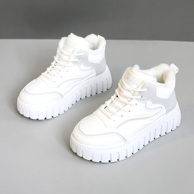 Damen warme High-Top Sneakers mit kuscheligem Innenfutter und innovativem Sohlenprofil R&B