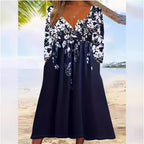 Damen Maxikleid mit floralem Design und eleganten Knopfdetails R&B