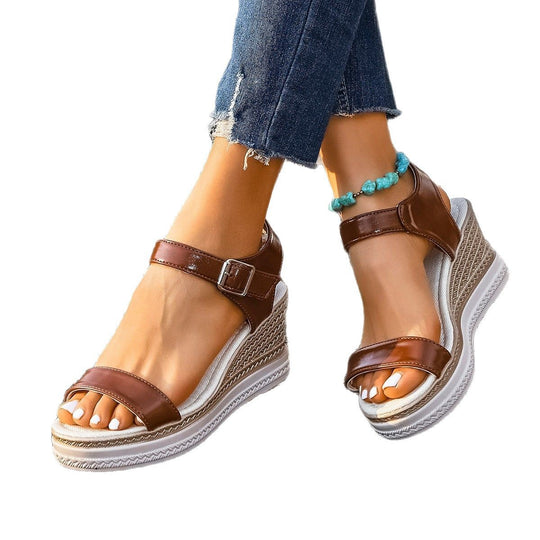 Damen bequeme Wedge-Sandalen mit verstellbarem Riemen R&B