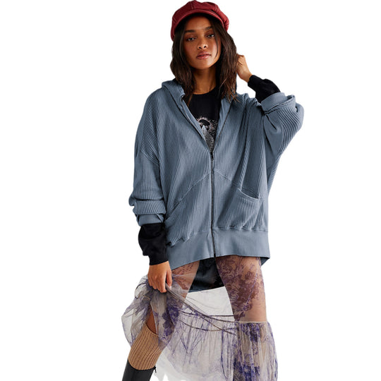 Damen Lässiger Kapuzenpullover mit strukturiertem Material und praktischen Taschen R&B