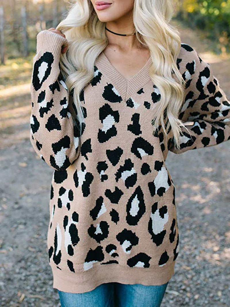 Damen Strickpullover mit modernem Leopardenmuster R&B