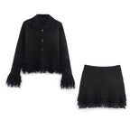 Damen Grobstrickjacke mit Fransen R&B