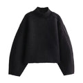 Damen Kuscheliger Pullover mit hohem Kragen und überschnittenen Schultern R&B