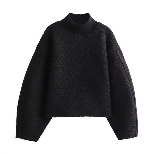 Damen Kuscheliger Pullover mit hohem Kragen und überschnittenen Schultern R&B