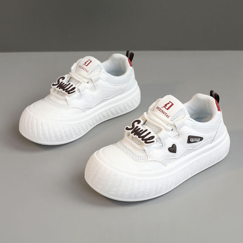 Damen Trendige Plateau-Sneaker mit buntem Schriftzug R&B