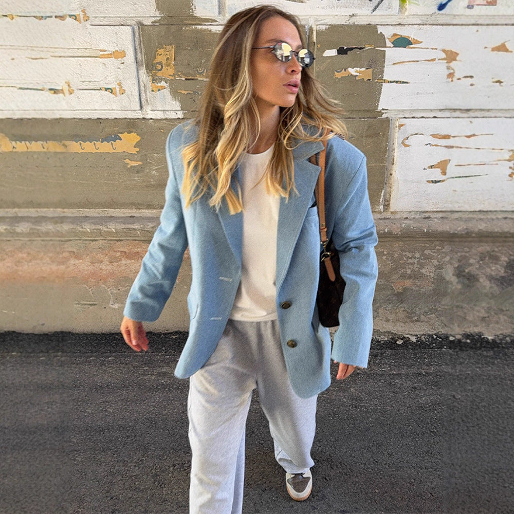 Damen Übergröße Blazerjacke aus hochwertigem Denim R&B