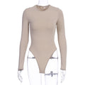 Damen Figurbetonter Langarm-Bodysuit R&B