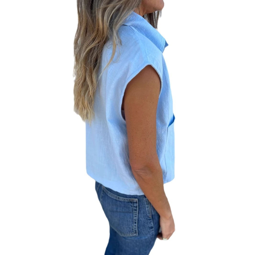 Damen Hemdblusenshirt mit einzigartigem Schnitt und praktischen Taschen