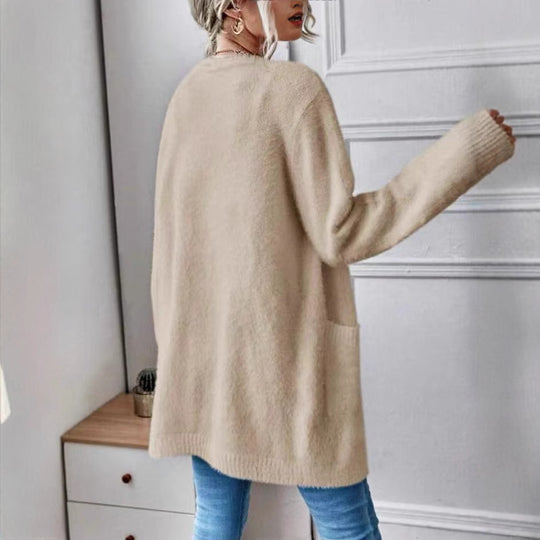 Damen Flauschiger Offener Cardigan aus weichem Material R&B