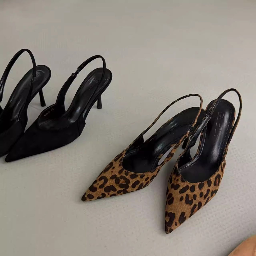 Damen Slingback-Pumps aus Wildleder mit eleganter Spitzform R&B