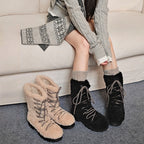 Damen modische Winterstiefel mit flauschigem Innenfutter und robustem Sohlenprofil R&B