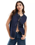 Damen Denim Bustier-Weste mit Schnürung