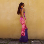 Damen figurbetontes Maxikleid mit floralem Design und elegantem Schnitt R&B