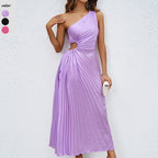 Damen Plissiertes Maxikleid mit asymmetrischem Schnitt und eleganter Drapierung R&B