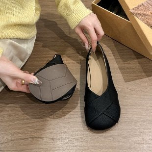 Damen Ballerinas mit hochwertiger Lederoberfläche und elegantem Querriemen R&B