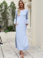 Damen Maxikleid mit lässiger Knopfleiste und animalischen Mustern R&B