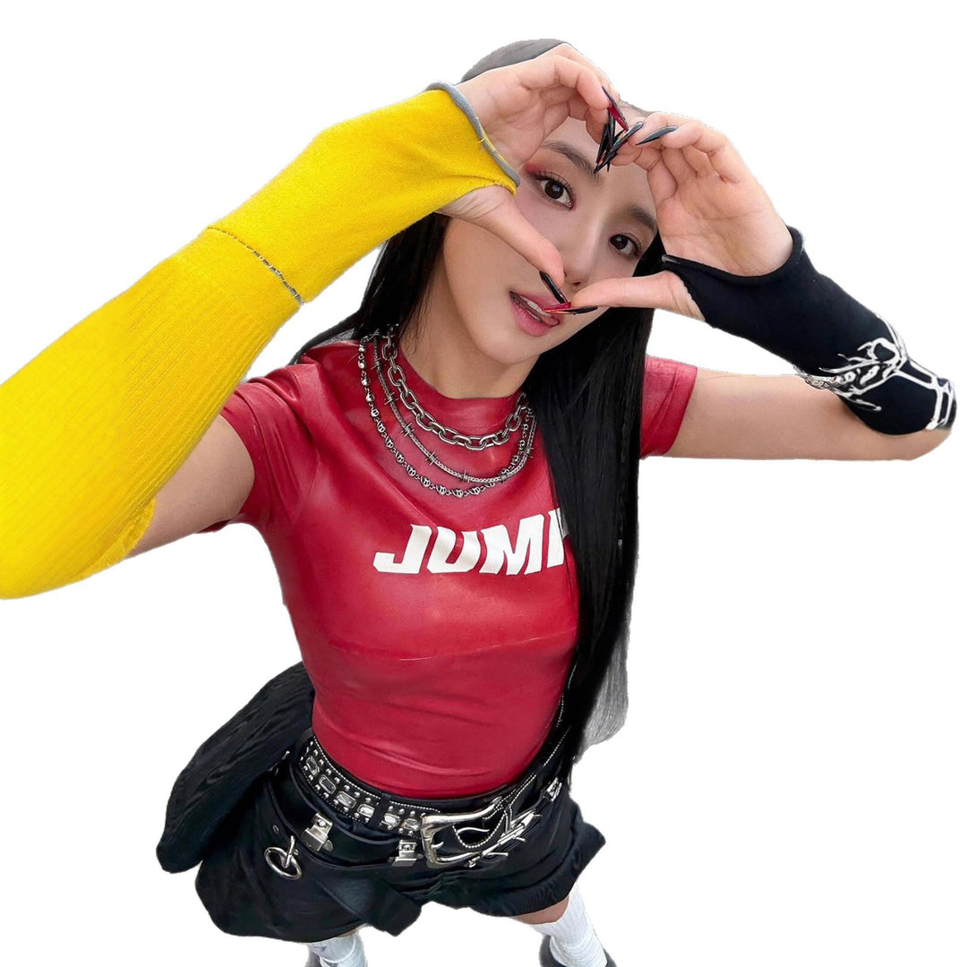 Damen Sportliches Kurzarmoberteil aus glänzendem Funktionsmaterial R&B