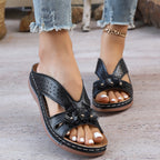 Damen Riemensandalen mit dekorativen Blumendetails und anatomischer Fußbettung R&B