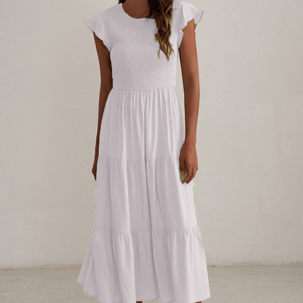 Damen Maxikleid mit voluminösen Rüschen und elastischem Rücken R&B