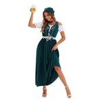 Damen nan langes Trachtenkleid im Dirndlstil mit Corsage-Schnürung und Spitzenbund R&B