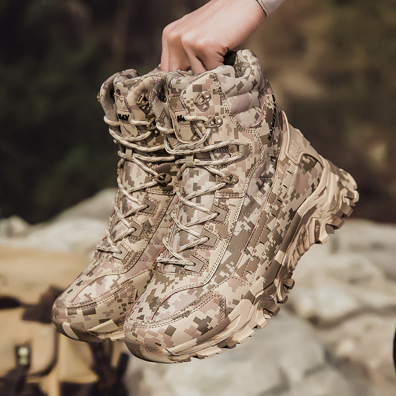 Herren Tactical Wanderstiefel mit hohem Knöchelschutz und rutschfester Sohle R&B