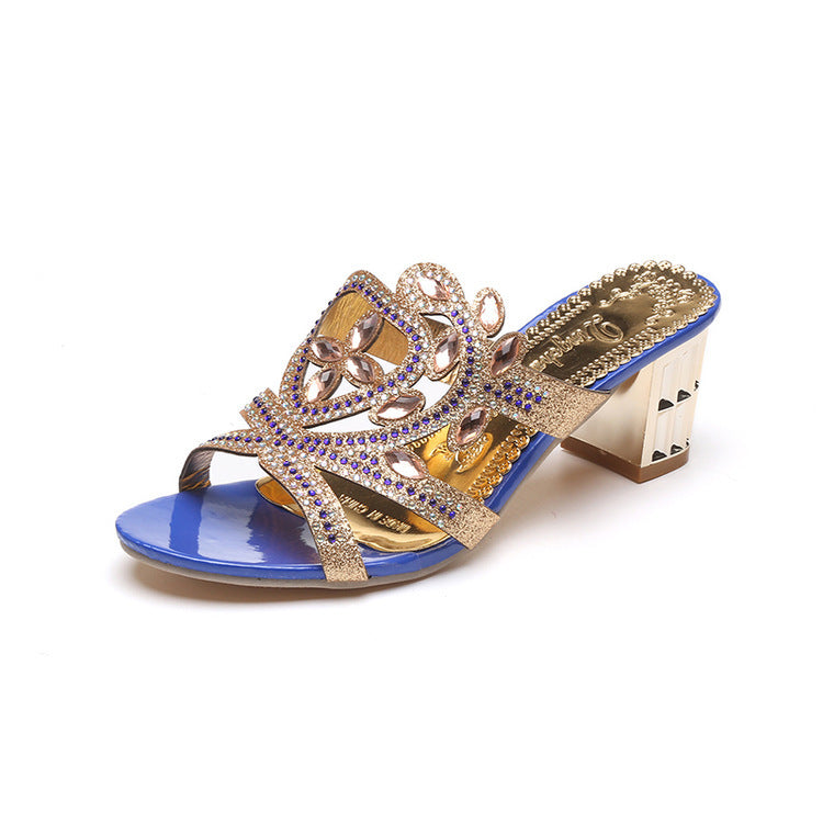 Damen Mules mit funkelndem Schmuck und komfortablem Blockabsatz R&B