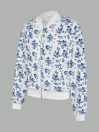 Damen elegante Bomberjacke mit floralem Design R&B