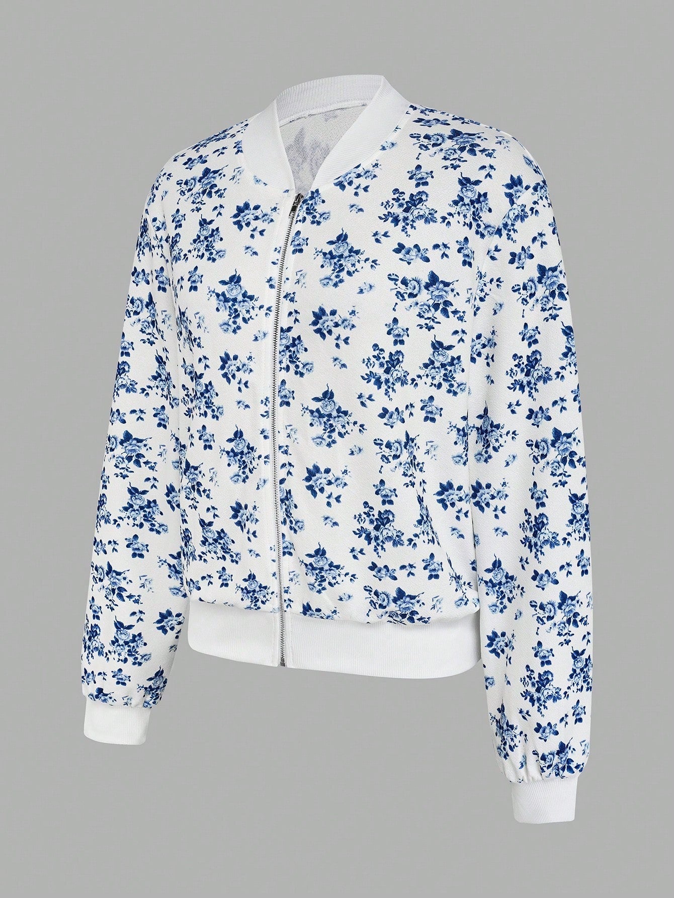 Damen elegante Bomberjacke mit floralem Design R&B