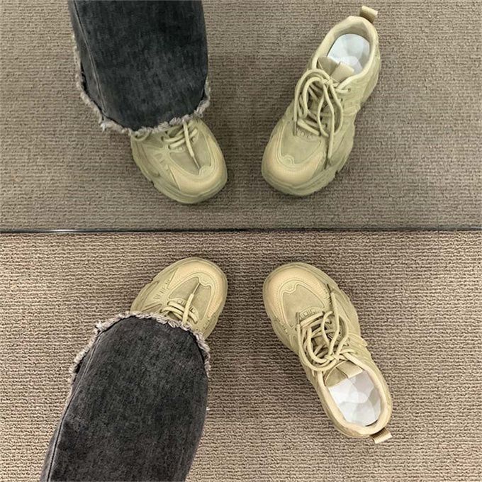 Damen Chunky Sneakers mit atmungsaktiver Mesh-Oberfläche und gepolsterter Sohle R&B