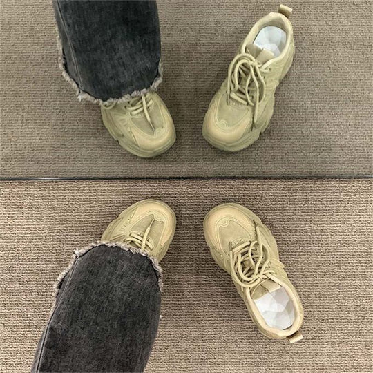 Damen Chunky Sneakers mit atmungsaktiver Mesh-Oberfläche und gepolsterter Sohle R&B