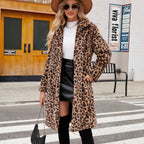 Damen Flauschiger Plüschmantel im Leoparden-Look R&B