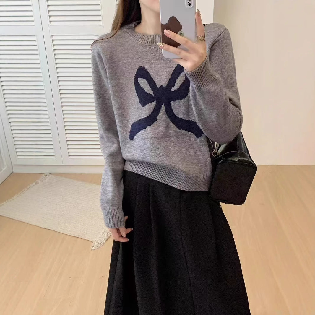 Damen Kuscheliger Pullover mit verspieltem Schleifenmotiv und weitem Schnitt