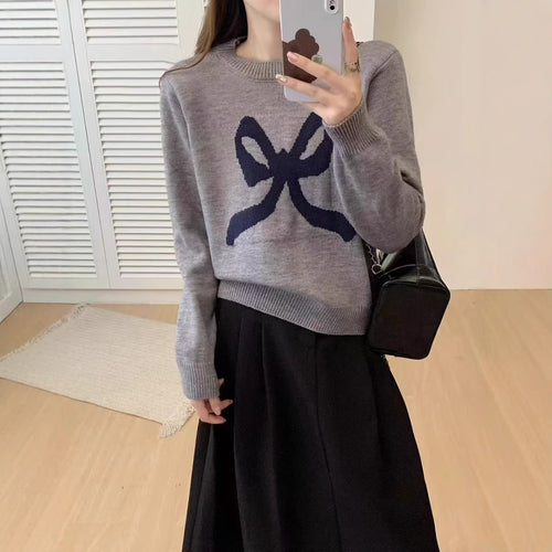 Damen Kuscheliger Pullover mit verspieltem Schleifenmotiv und weitem Schnitt R&B